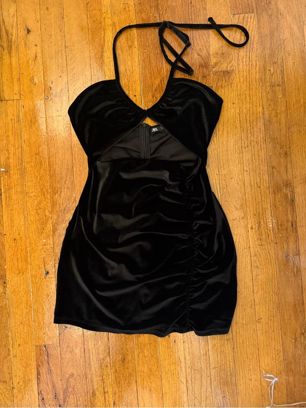 Black Velvet Halter Mini Dress - Zara